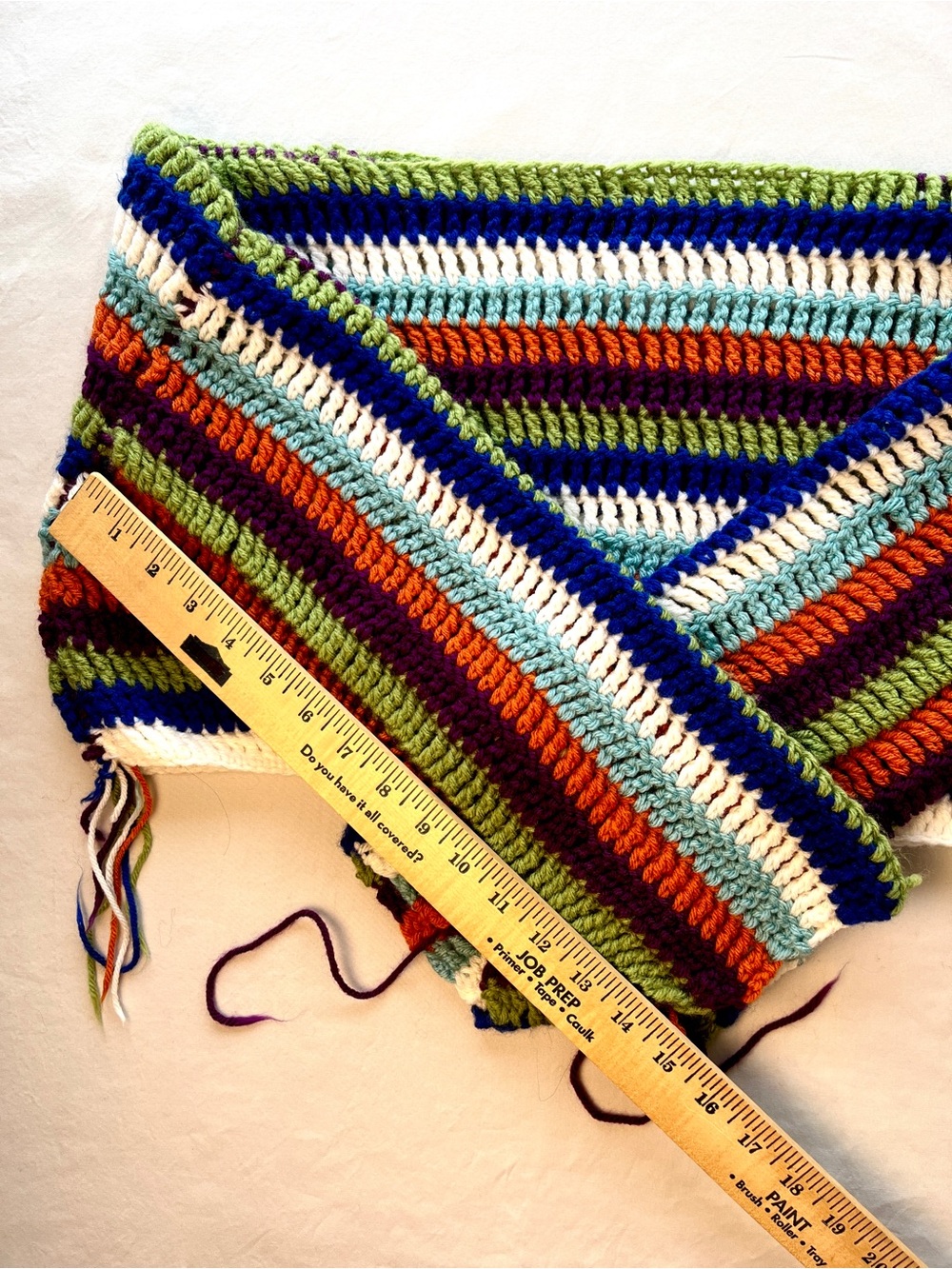 Handmade Striped Crochet Cropped Chunky Sweater Boat Neck Small Multicolor Boho - Picture 3 of 5